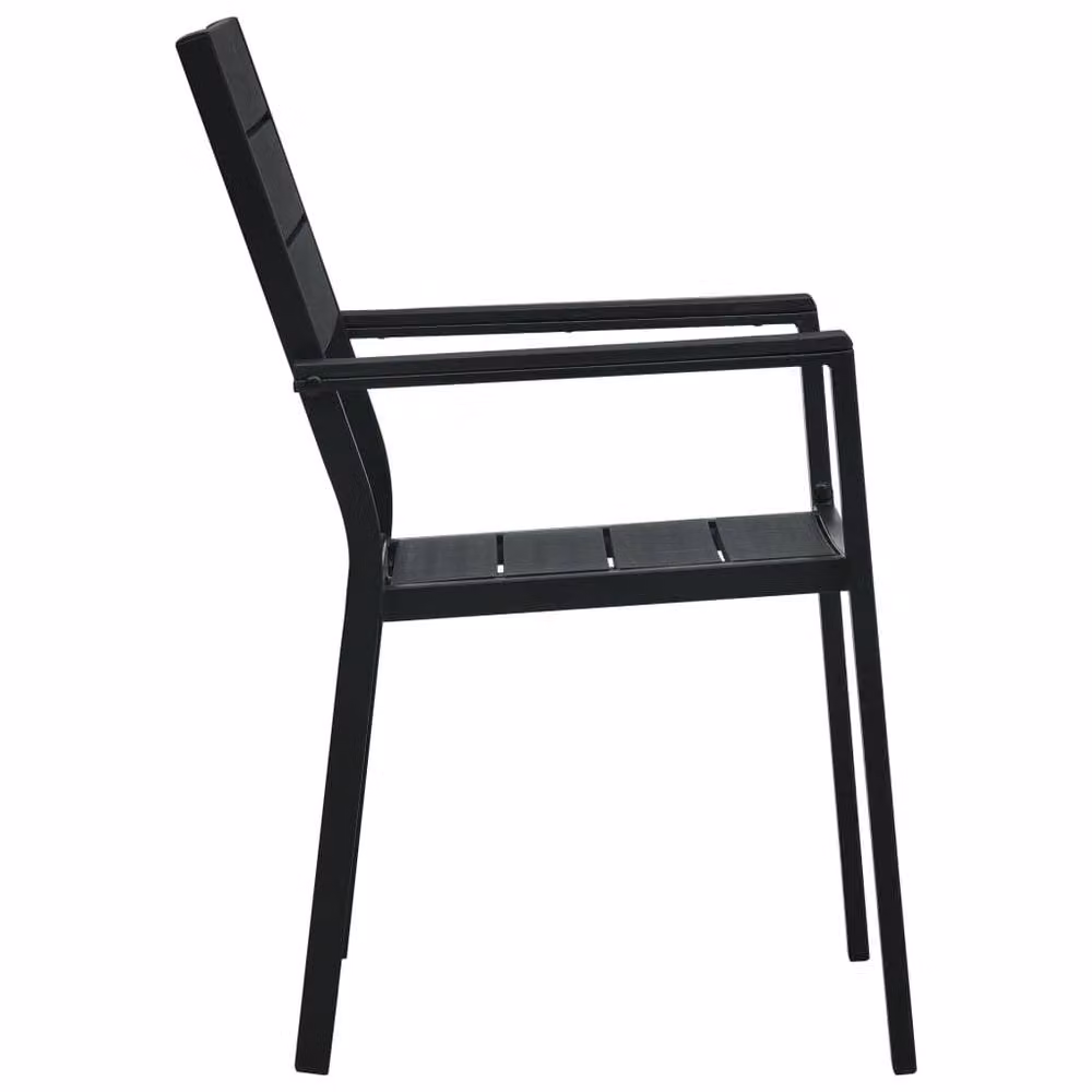 Berkfield Home Set of 4 Sturdy Garden Chairs in Black Wood Look HDPE and Steel – 4