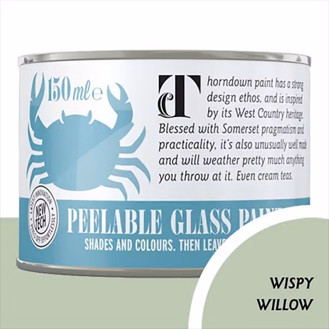Thorndown Wispy Willow Peelable Glass Paint in Satin Green, 7.5 cm