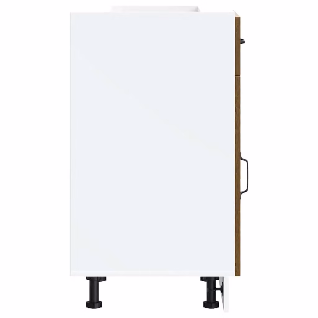 Berkfield Home Kalmar Brown Oak Kitchen Base Cabinet with Hinged Doors and Internal Shelves – 5