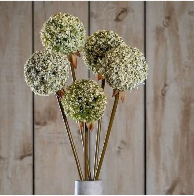 KDMD Green Allium Faux Floral Stem for Modern Tabletop Decor