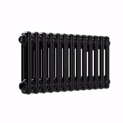 Lux Heat Black Horizontal 2 Column Traditional Steel Radiator, H 30.0 cm x W 60.5 cm – 1