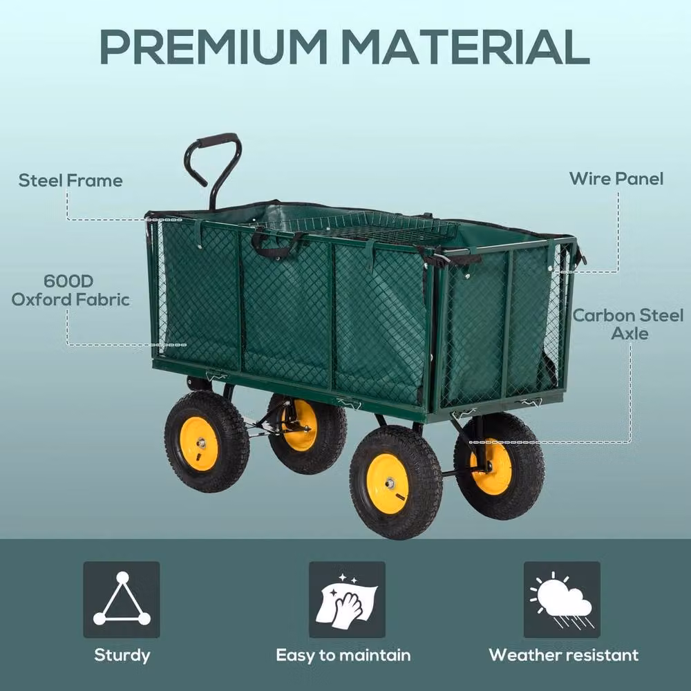 NESTLUNE Heavy Duty Garden Cart Trolley in Green – 4