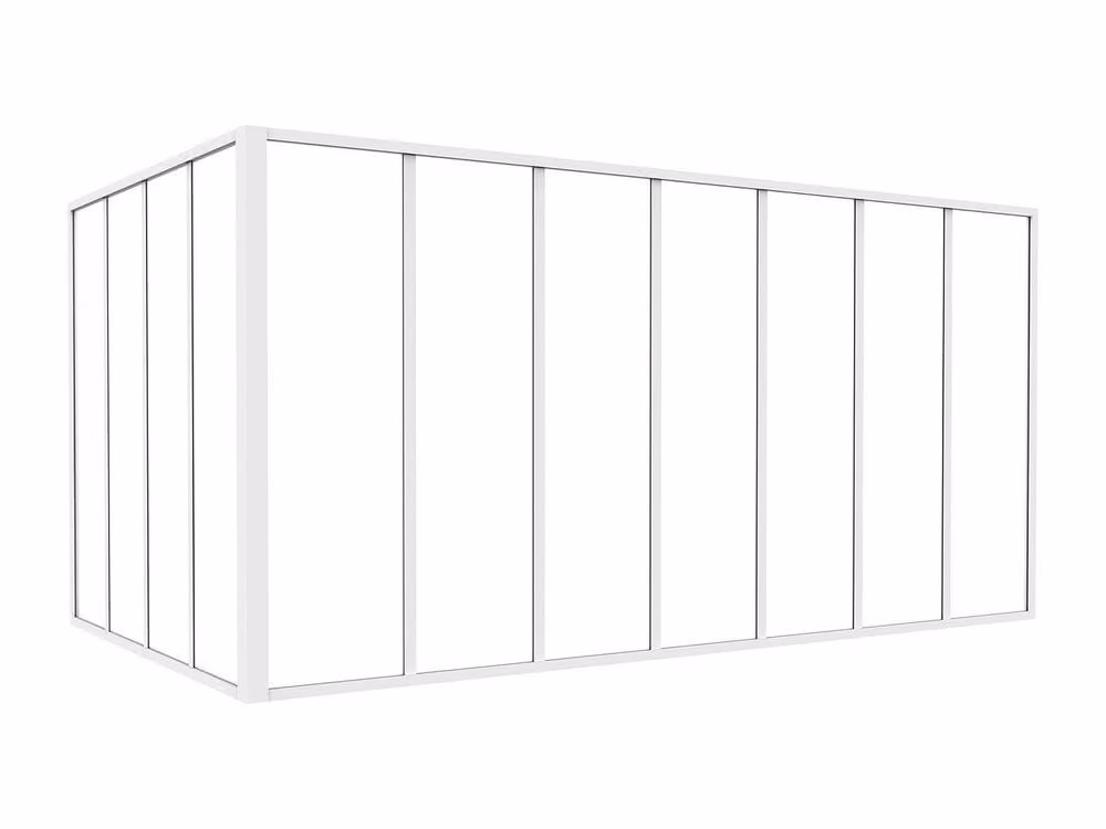 Vente-unique Corner Studio Glass Panelling in Powder-Coated Aluminium, White, H: 210 cm, W: 120 cm – 2