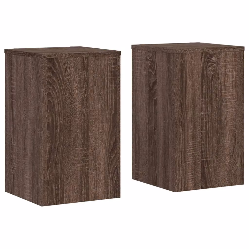 Berkfield Home Set of 2 Modern Brown Oak Plant Stands, W/D/H: 30 x 30 x 50 cm – 2