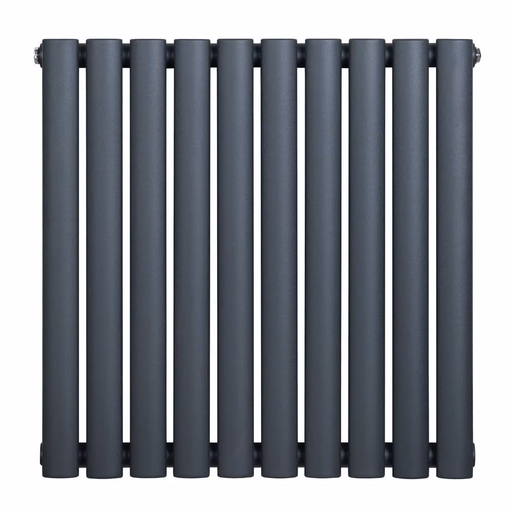 Monstershop Oval Single Column Steel Radiator in Anthracite Grey, W/H: 60 x 60 cm – 2