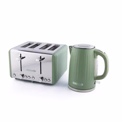 Hamilton Beach Harmony Kettle and Toaster Set in Matcha Green with 1.7L Electric Kettle and 4-Slice Wide Slot Toaster
