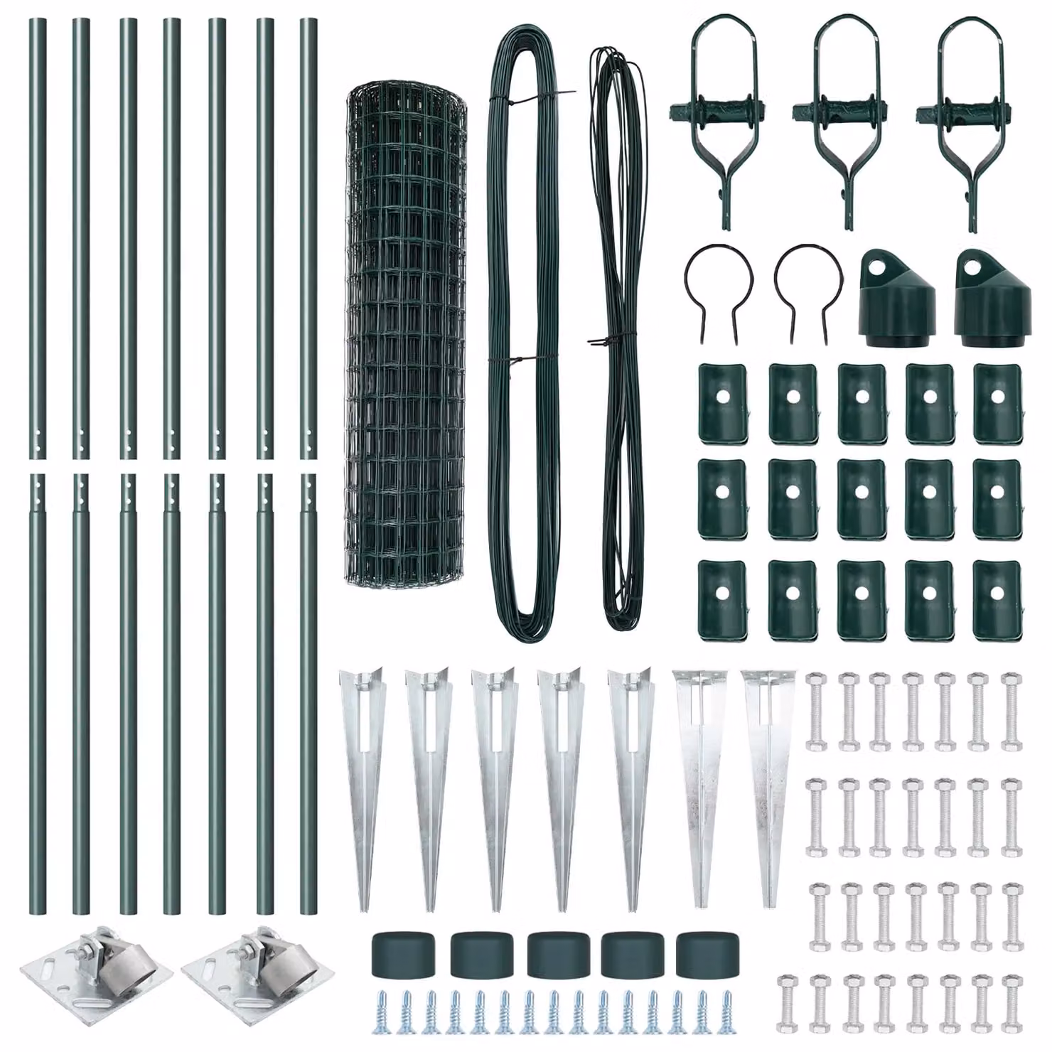 Berkfield Home Euro Fence in Green and Silver Galvanised Steel with 7 Spike Posts, 1 x 10 m – 4