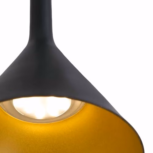 Netlighting Pam LED Small Dome Suspended Pendant Light in Black and Gold/Brass Aluminium – 3