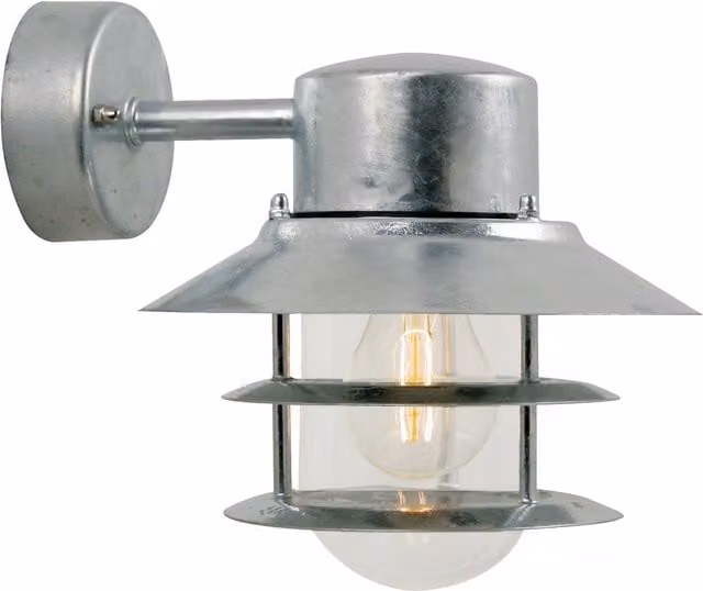 Nordlux Blokhus Down Outdoor Wall Light in Silver Galvanised Steel, IP54, E27