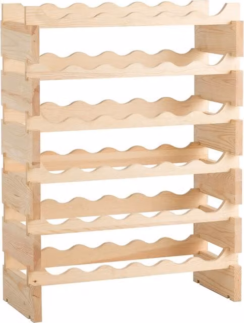 Costway 6-Level Freestanding Pine Wood Wine Rack in Nature