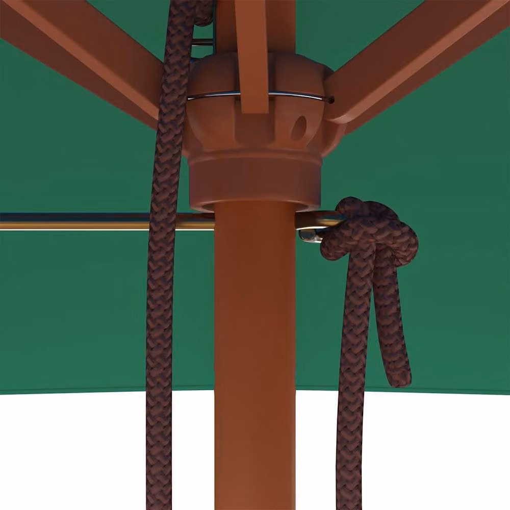 Berkfield Home Outdoor Parasol with Wooden Pole, Green, W: 150 cm, D: 200 cm, H: 235 cm – 4