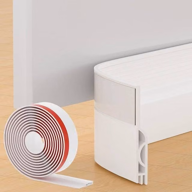 FLAVORA White Self-Adhesive Silicone Door Draught Excluder Strip, W: 1000 cm, H: 52 cm