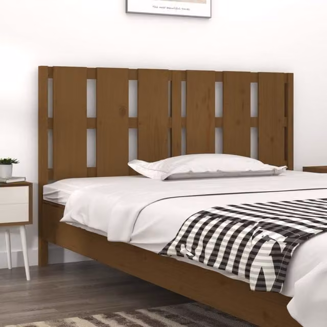 Berkfield Home Rustic Solid Pine Wood Bed Headboard, Honey Brown, W: 155.5 cm, D: 4 cm, H: 100 cm