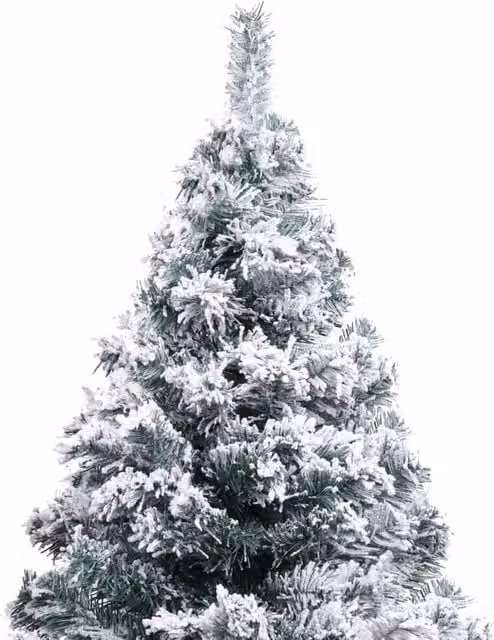 Berkfield Home Beautiful Artificial Flocked Snow Christmas Tree in Green and White, Height: 150 cm