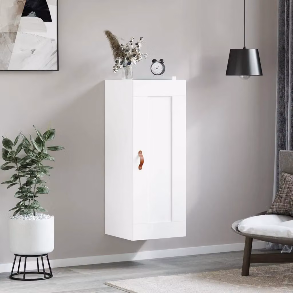 Berkfield Home Wall Mounted Cabinet in White, W/D/H: 34.5 x 34 x 90 cm – 3