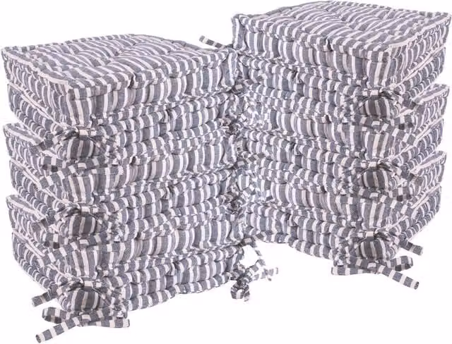 Nicola Spring Pack of 12 Reversible Square French Mattress Chair Seat Cushions in Blue, W/D/H: 40 x 40 x 40 cm