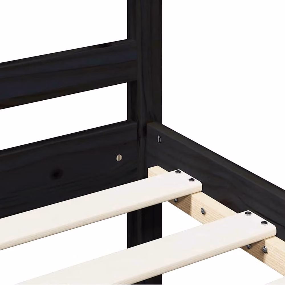 Berkfield Home Beautiful Bed Frame in Black Solid Pine Wood, W/D/H: 200 x 200 x 31 cm – 4
