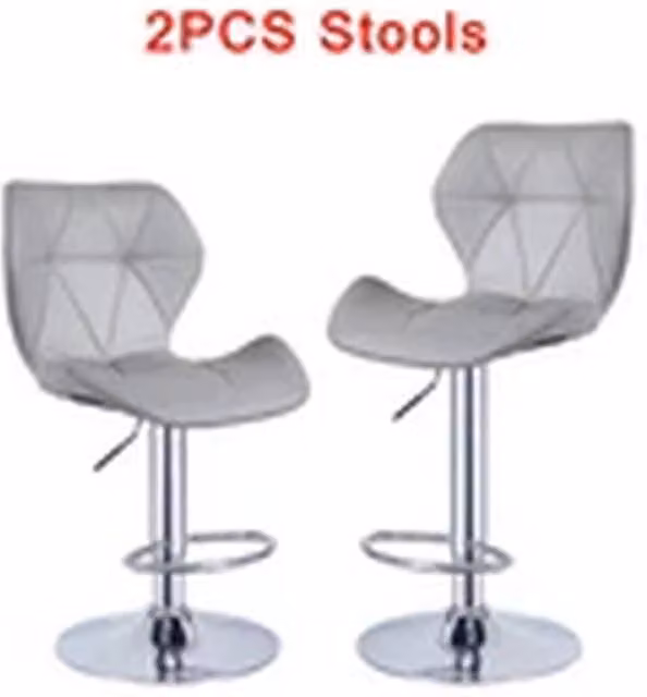EONLION Set of 2 Modern Swivel Barstools in Grey PU Leather