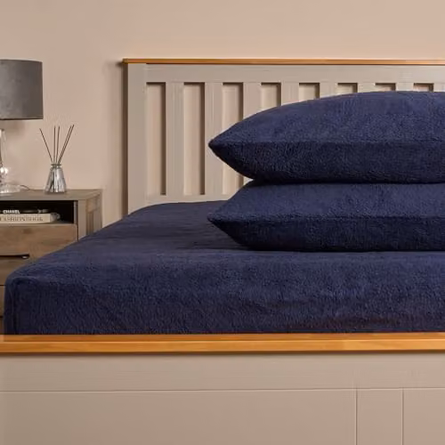 OHS 4 Pack Teddy Fleece Pillowcases, Navy Blue, W/H: 50 x 75 cm – 2