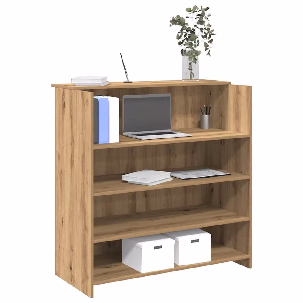 Berkfield Home Artisan Oak Reception Desk in Brown, W: 100 cm, D: 50 cm, H: 103.5 cm – 2