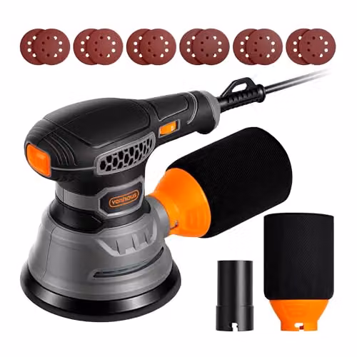 VonHaus 300W 6-Speed Orbital Sander in Grey with 125mm Base and 12 Sanding Pads – 1