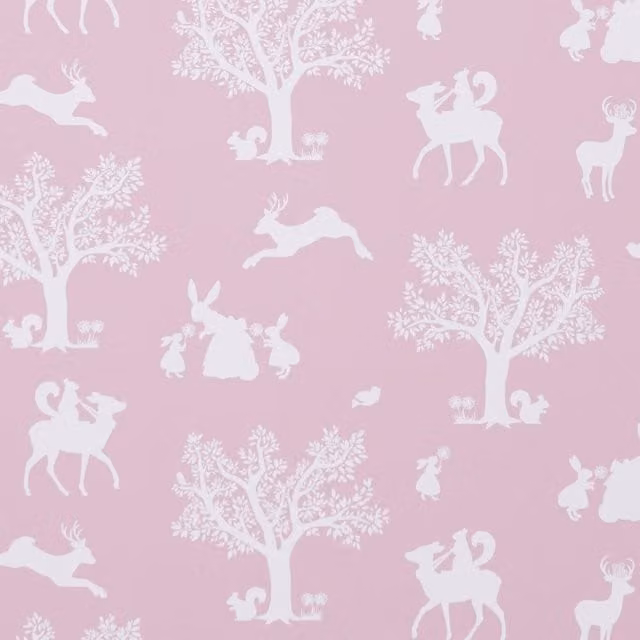 Hibou Design Enchanted Wood Floral Wallpaper in Peony Pink