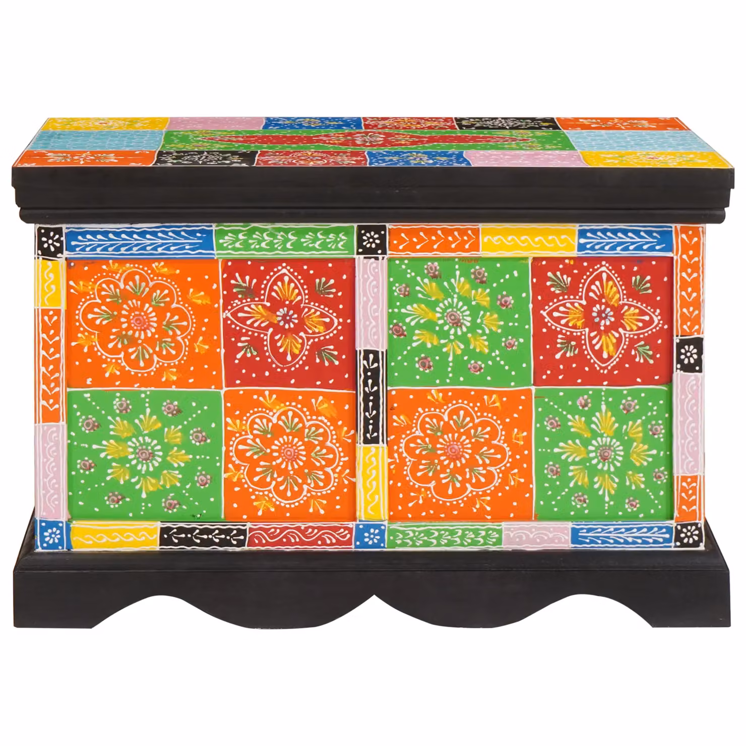 Berkfield Home Mango Wood Geometric Storage Box, Multicolour, W: 60 cm, D: 40 cm, H: 40 cm – 2