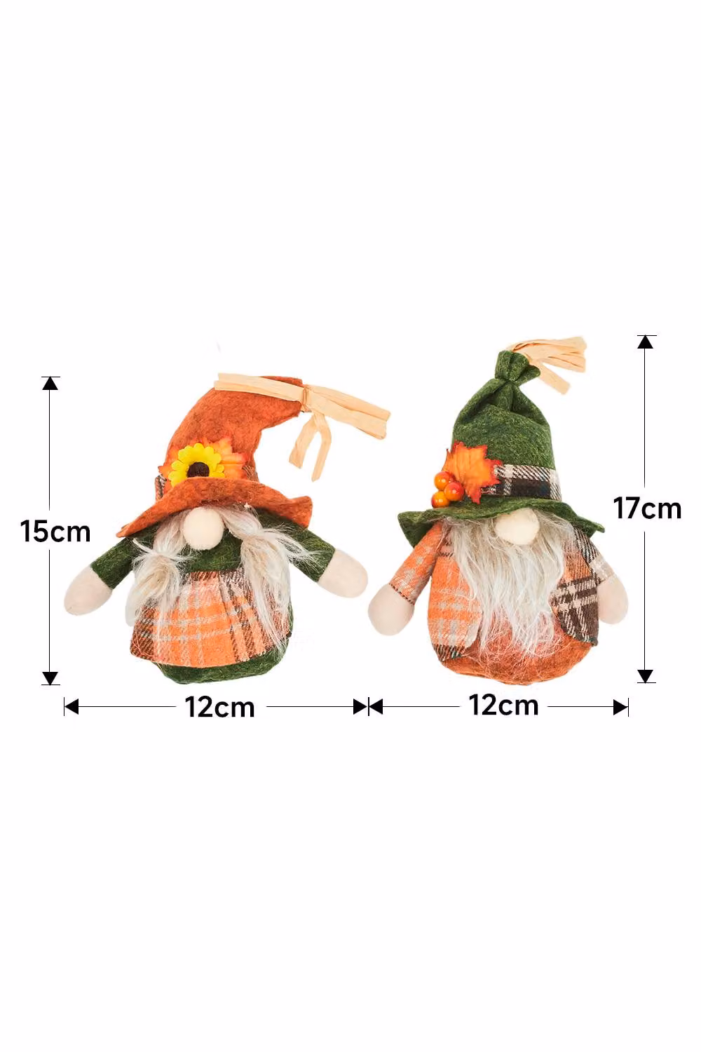 H&O Direct 2 Pack Orange Faceless Gnomes Tabletop Holiday Decorations for Autumn and Halloween – 2
