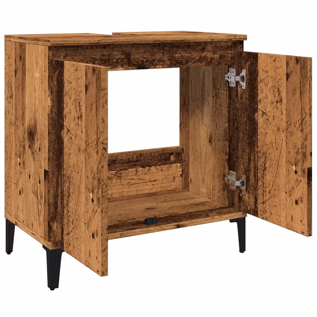 Berkfield Home Sink Cabinet in Old Wood Brown, W/D/H: 58 x 33 x 60 cm – 4