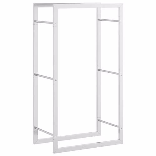 vidaXL Stainless Steel Firewood Rack in Silver, W/D/H: 50 x 28 x 94 cm