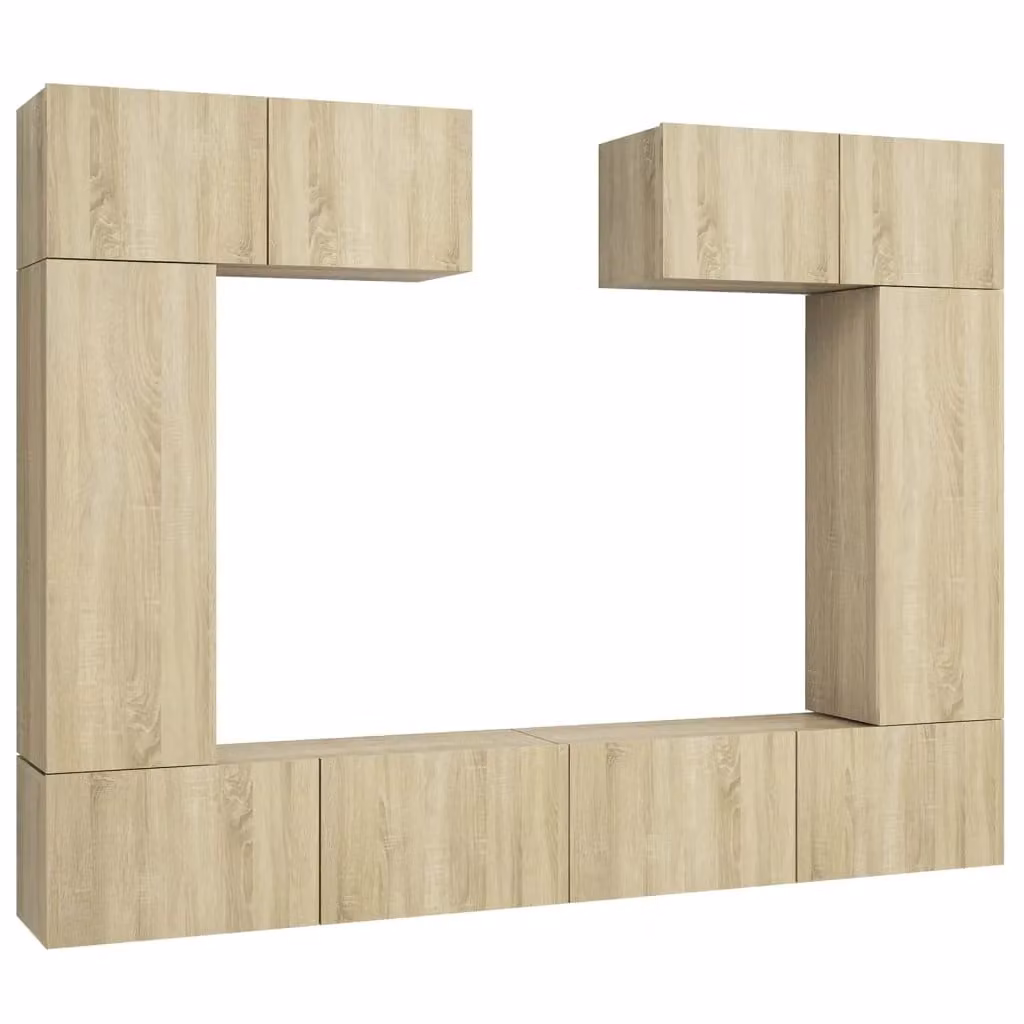 Berkfield Home 6 Piece Modern Sonoma Oak TV Cabinet Set in Brown – 2