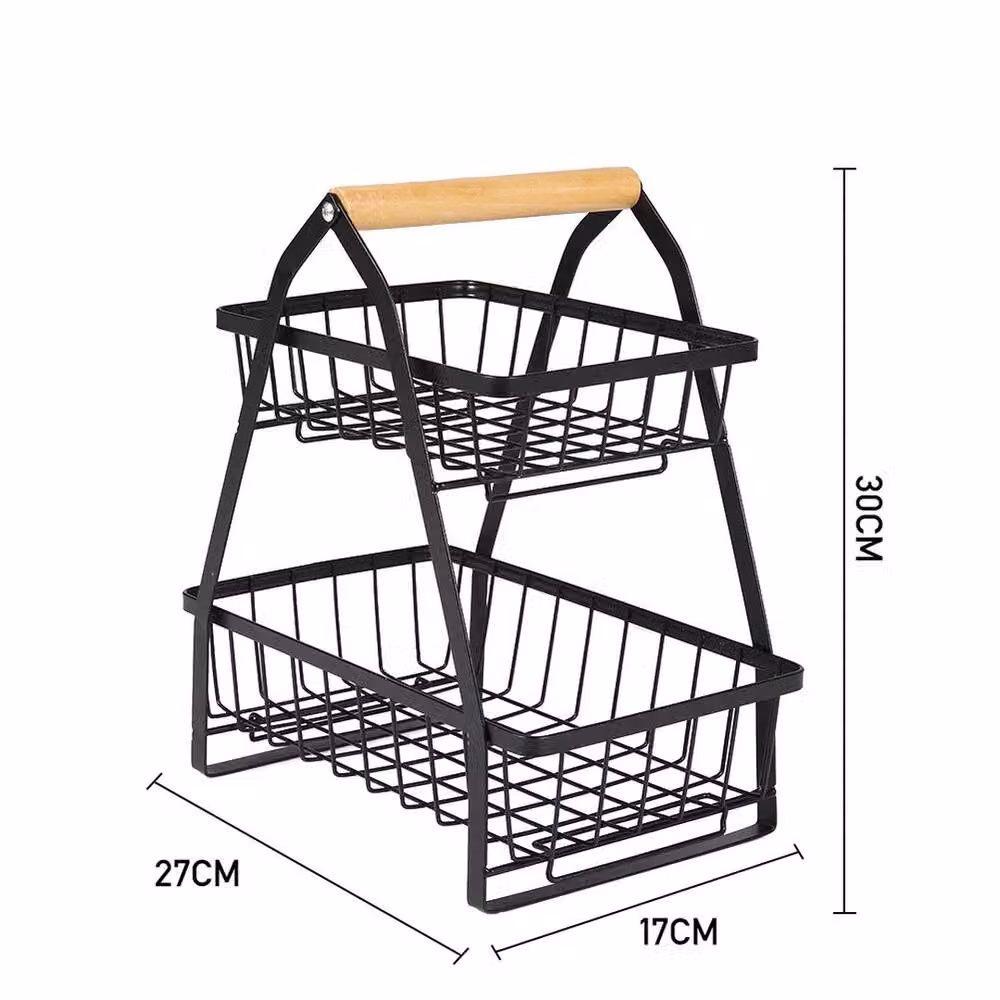 PAWNORA 2 Tier Black Metal Wire Fruit Basket Stand Rack – 2