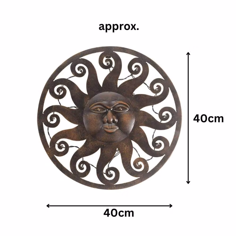 Marco Paul Large LED Light Up Sun Wall Decoration in Bronze Metal – 4