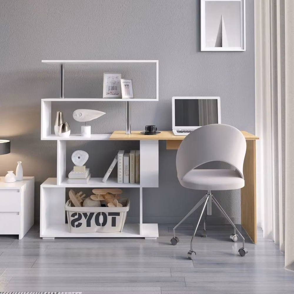 KORVIXA L-Shaped Corner Computer Desk in Brown, W: 100 cm, H: 75.5 cm – 2