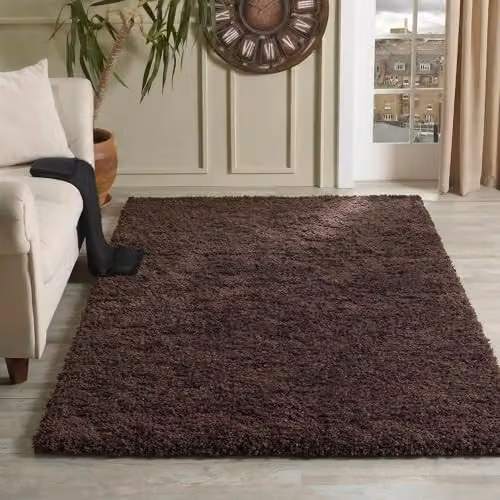 Serdim Brown Plain Shaggy Living Room Area Rug, W: 60 cm, L: 110 cm – 5