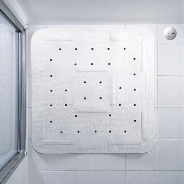 Showerdrape Comfy White Round Anti-slip Shower Mat, W/D: 55 x 55 cm