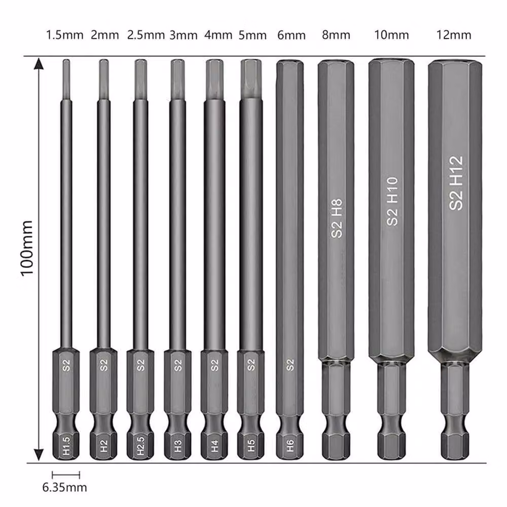 SPETLEK 10-Piece Hex Key Allen Bit Set with Quick Change Connection in Silver – 5