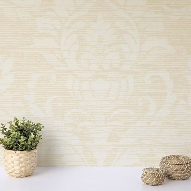 Wallquest Classic Floral Abstract Matt Wallpaper in Beige and Yellow