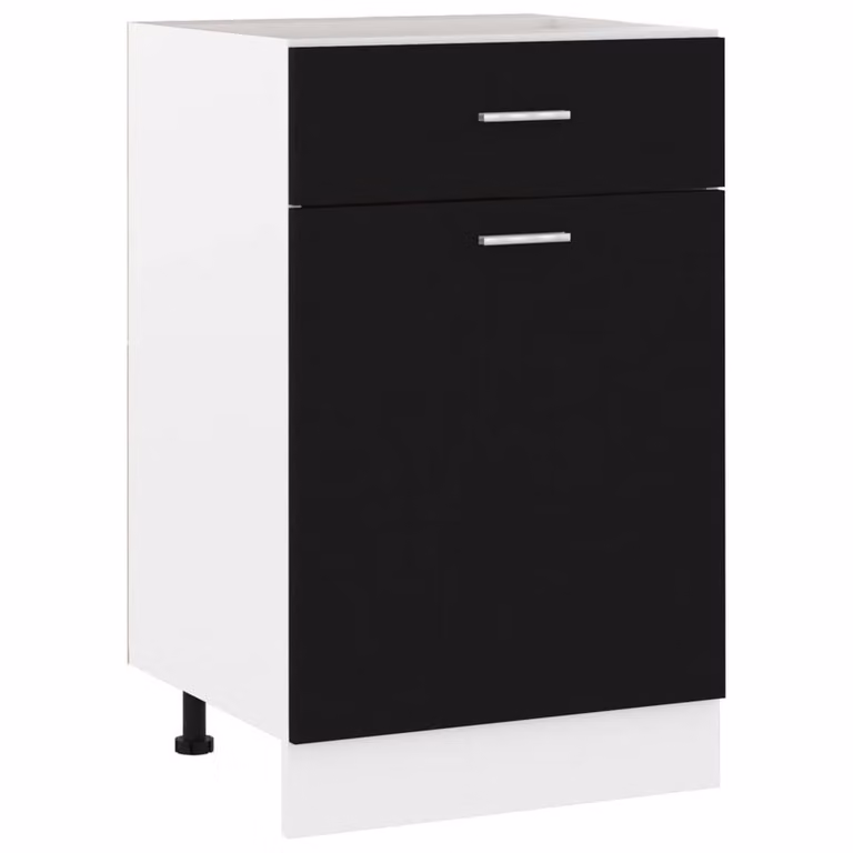 Berkfield Home Modern Black Matt Drawer Bottom Cabinet in Engineered Wood W/D/H: 50 x 46 x 81.5 cm