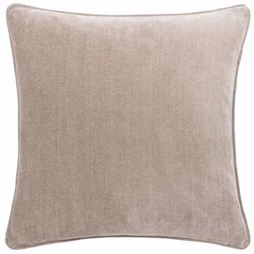 Yard Heavy Chenille Polyester Filled Square Cushion in Beige, W/D/H: 50 x 50 x 50 cm