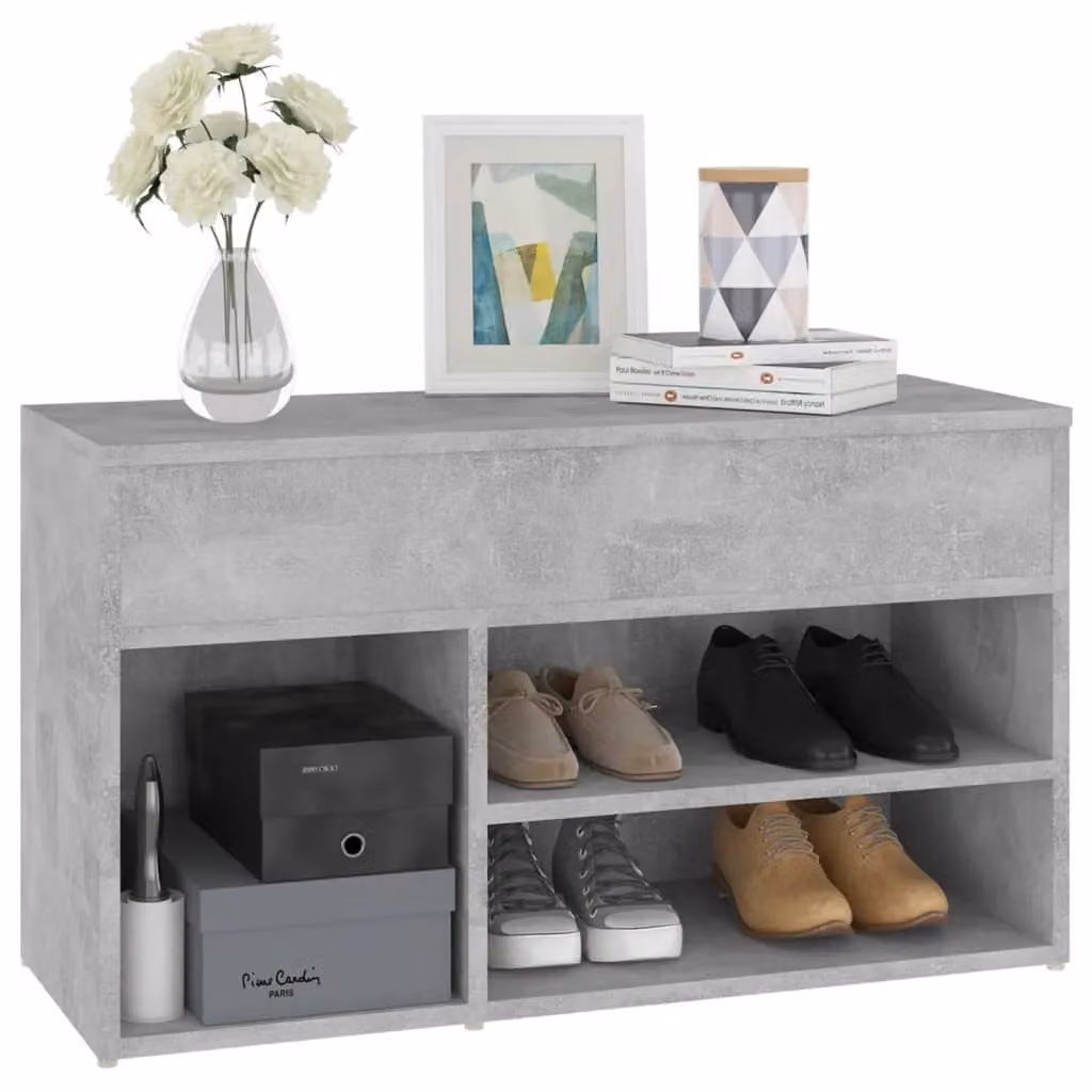Berkfield Home Shoe Bench in Concrete Grey, W/D/H: 80 x 30 x 45 cm – 3