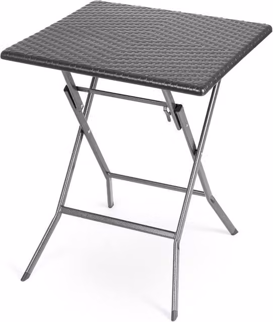 Christow Black Rattan Effect Folding Bistro Table for Garden and Patio, W/D/H: 61 x 61 x 74 cm – 1