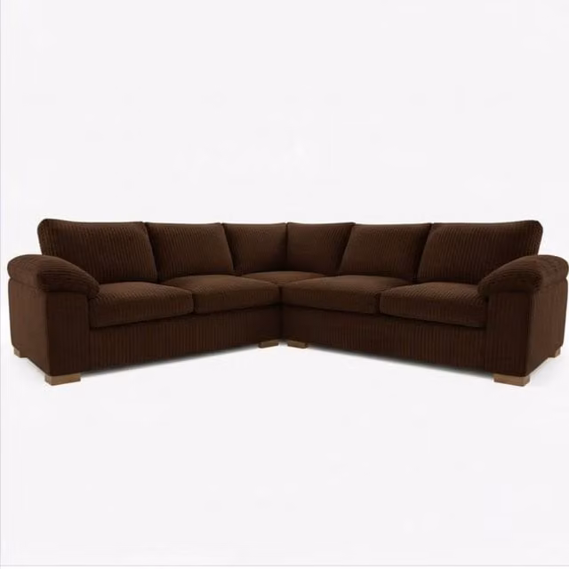 Snug Furniture Birmingham Ltd Riva Amalfi 5 Seater Large L-Shape Corner Sofa in Chocolate Brown Jumbo Cord