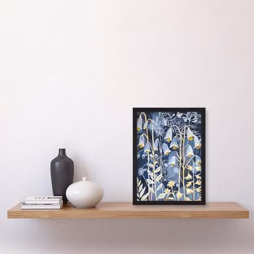 Artery8 Bluebells at Night Botanical Wildflower Framed Wall Art Print, Blue, H 29.7 cm x W 21.0 cm x D 0.5 cm – 4