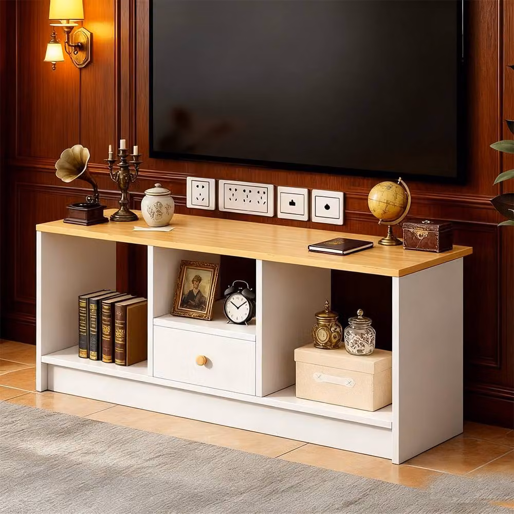 FORGEVIO White Wooden Storage TV Cabinet for your Living Room, W/D/H: 90 x 40 x 30 cm – 3