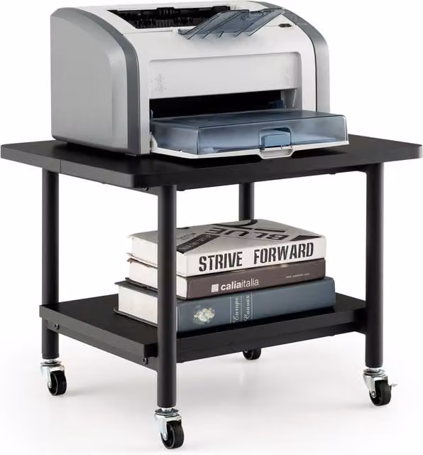 COSTWAY 2 Tier Mobile Printer Stand in Black Metal