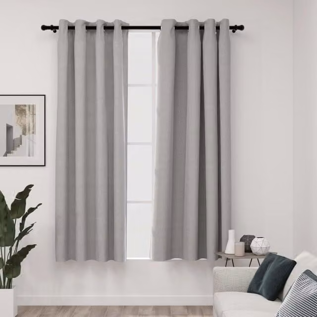 Berkfield Home Linen-Look Blackout Curtains with Eyelets, 2 Pack, Grey, W: 140 cm, H: 175 cm – 1