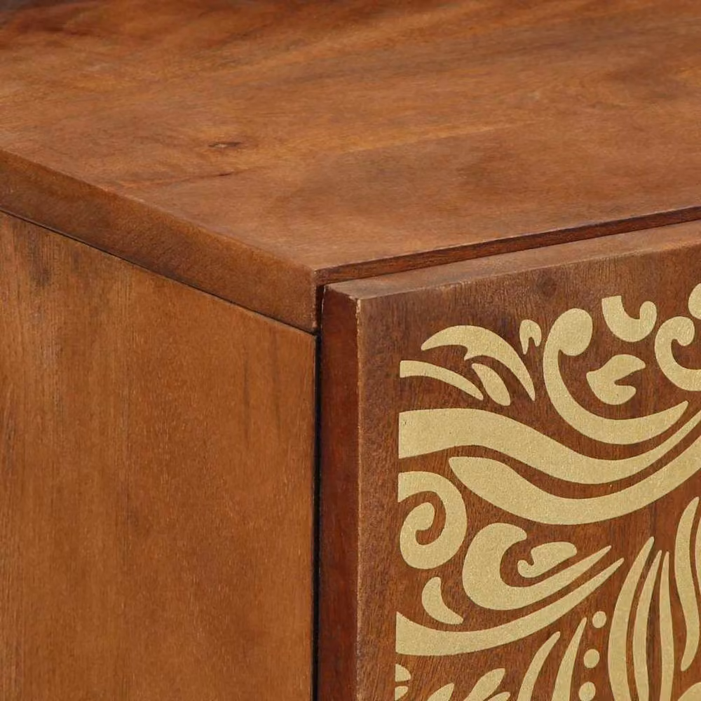 Berkfield Home Solid Mango Wood Sideboard in Brown and Gold, W/D/H: 40 x 33 x 75 cm – 3
