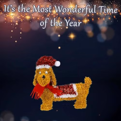 VFM e-Store Christmas Tinsel Sausage Dog Decoration, Brown, W: 25 cm, H: 11 cm – 3