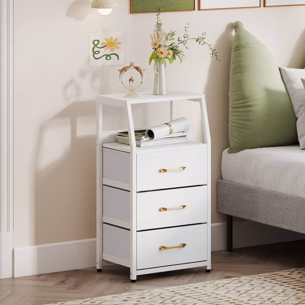 Costway 3-Drawer Vertical Storage Cabinet and Dresser with Detachable Drawers in White – 2